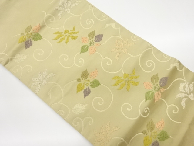 草木染唐織花唐草模様織出し名古屋帯